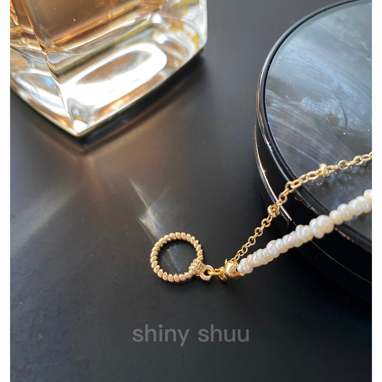 Luxurious Double-Layered OT Buckle Pearl Chain Bracelet