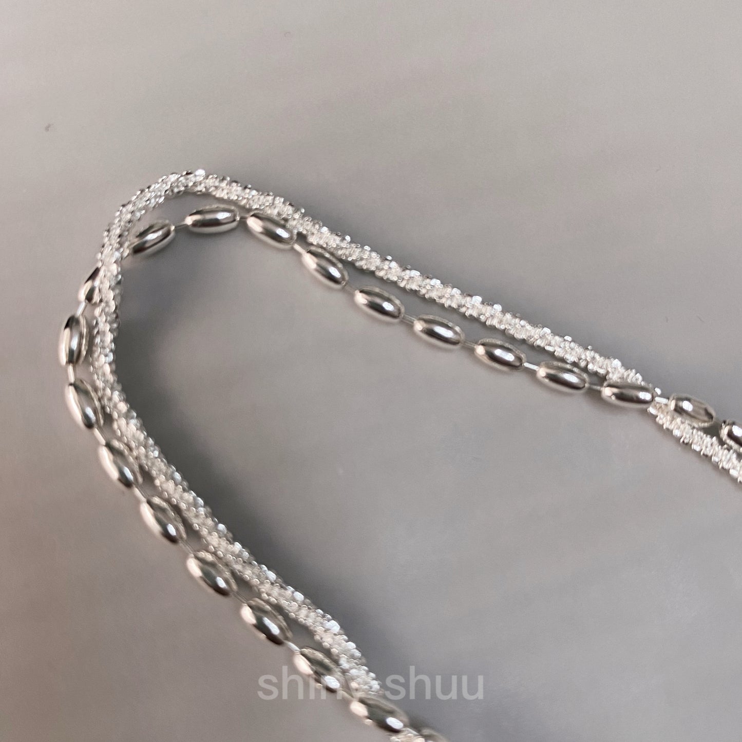 “Starlight” Double-Layered Silver Chain Bracelet