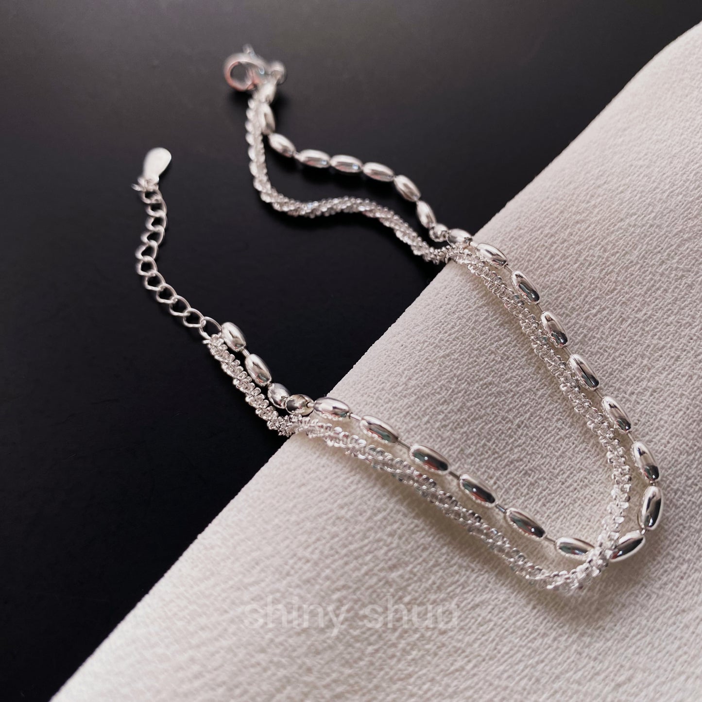 “Starlight” Double-Layered Silver Chain Bracelet