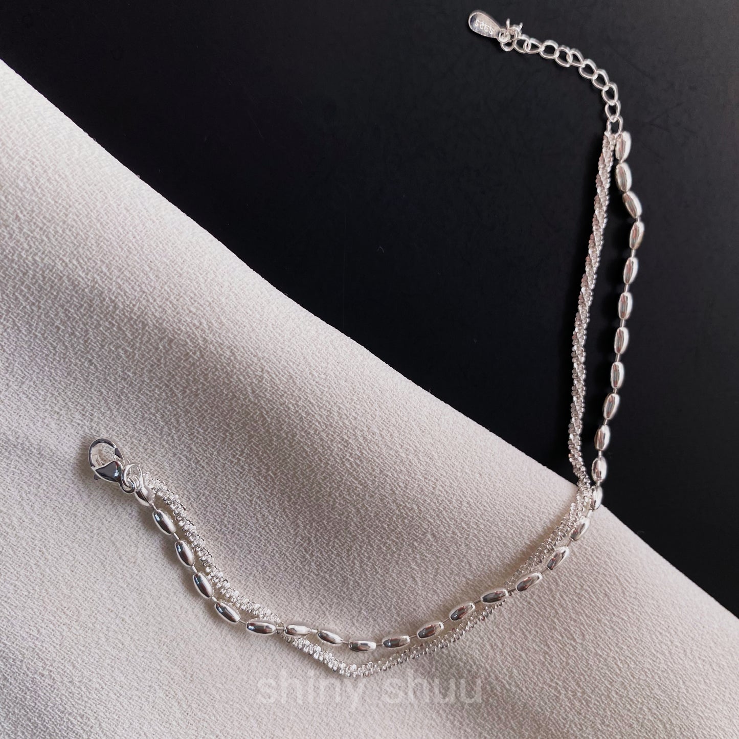 “Starlight” Double-Layered Silver Chain Bracelet