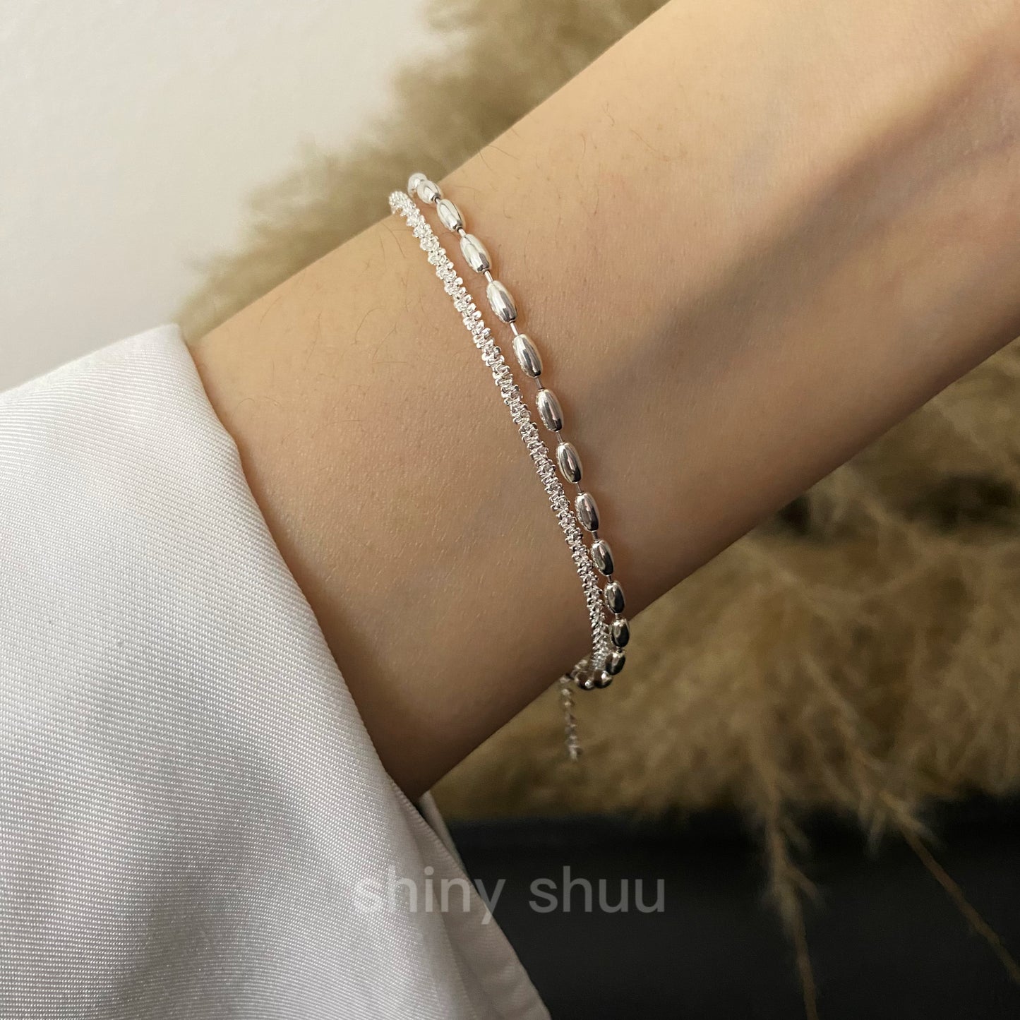 “Starlight” Double-Layered Silver Chain Bracelet