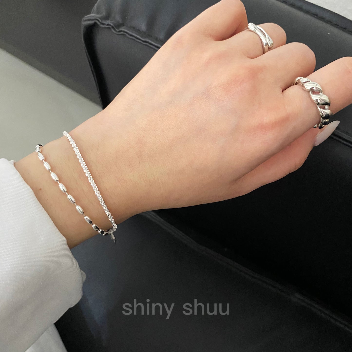 “Starlight” Double-Layered Silver Chain Bracelet