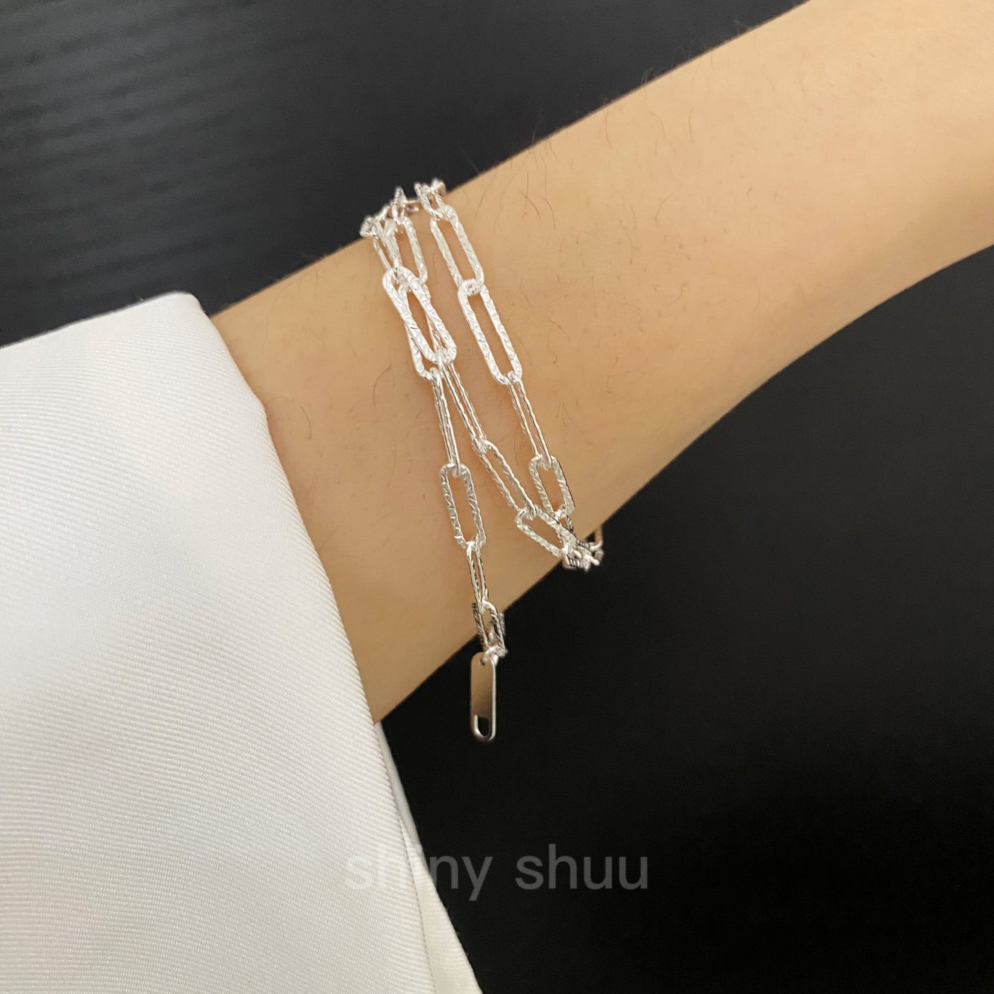 “The Brilliant Milky Way” Paper Clip Silver Chain Bracelet