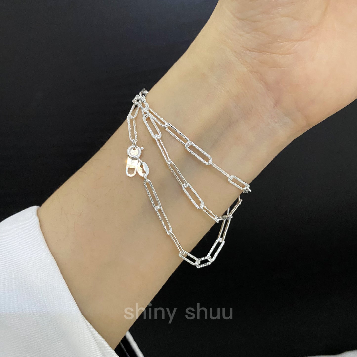 “The Brilliant Milky Way” Paper Clip Silver Chain Bracelet