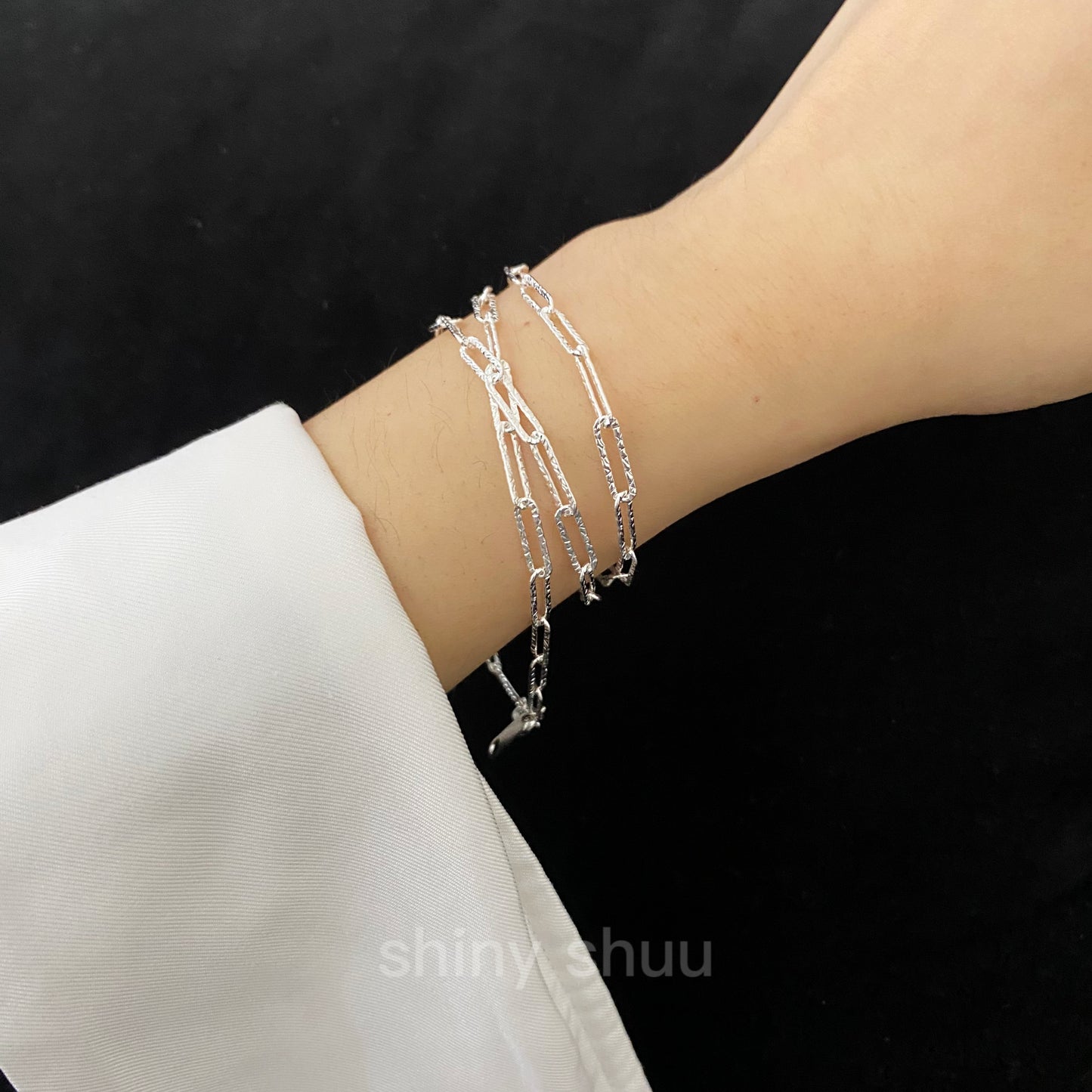 “The Brilliant Milky Way” Paper Clip Silver Chain Bracelet