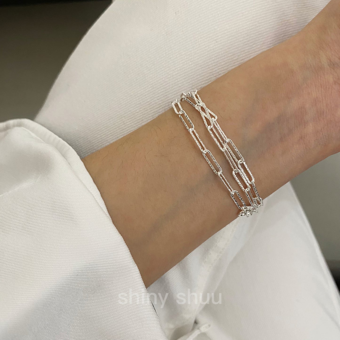 “The Brilliant Milky Way” Paper Clip Silver Chain Bracelet