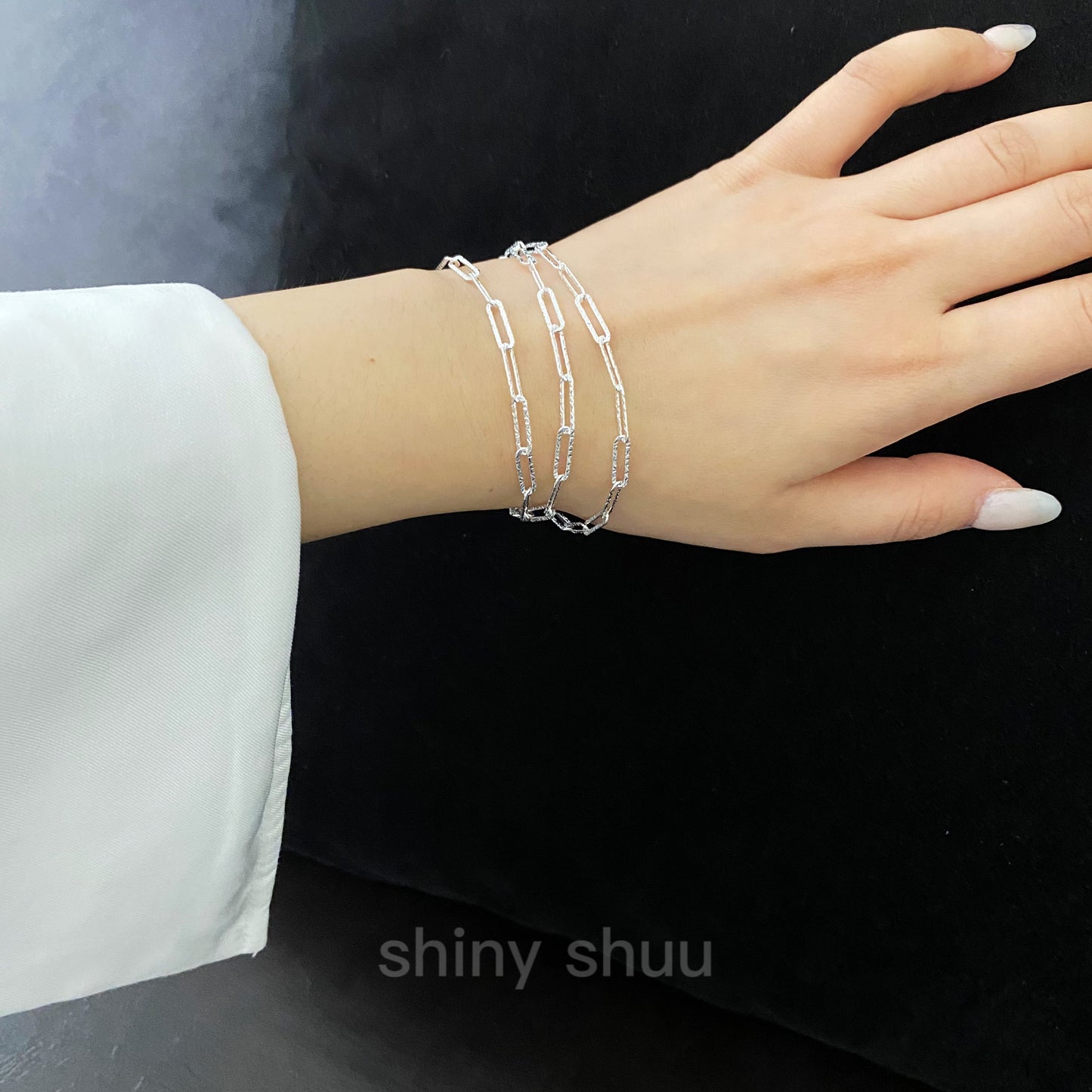 “The Brilliant Milky Way” Paper Clip Silver Chain Bracelet